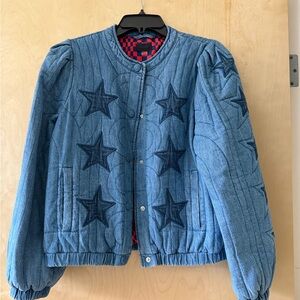 MOTHER Denim Stars + Red and Blue Checkered Lining Jacket